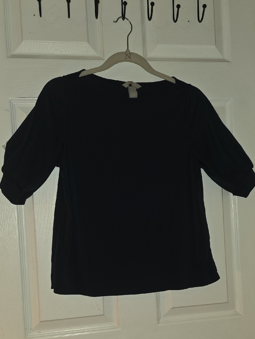 Classic Dark Blue Women’s Puff Sleeve Top -